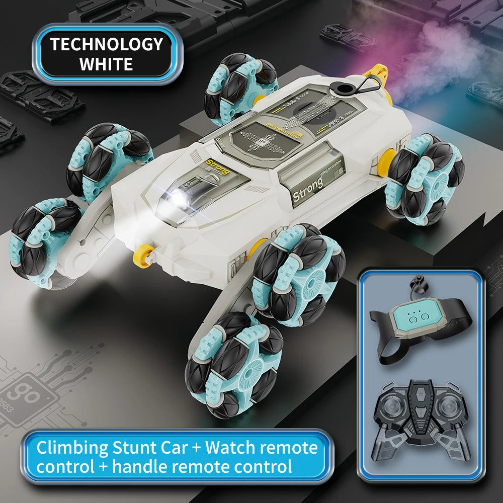 Children's Remote Control Car Six-wheeled Swing Arm Skip Stunt Spray Car Eight-wheeled Deformation Toy Car