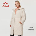 Astrid 2022 Women's autumn winter coat faux Fur tops Fashion stitching down jacket Hooded Oversize parkas Women coat  AM-7542