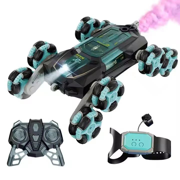 Children's Remote Control Car Six-wheeled Swing Arm Skip Stunt Spray Car Eight-wheeled Deformation Toy Car