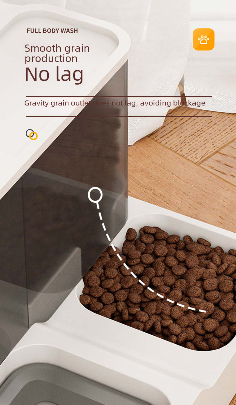 Automatic Cat Feeder and Water Dispenser, Large Capacity Cat Bowl, Two-In-One Water Dispenser That Prevents Wetting of the Mouth, Automatic Water Feeder