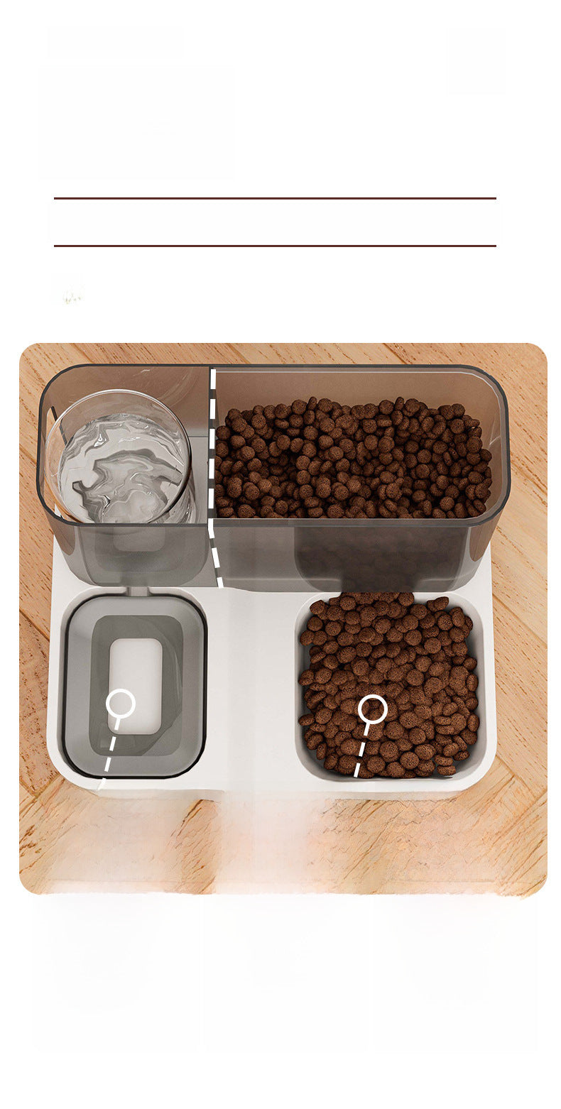 Automatic Cat Feeder and Water Dispenser, Large Capacity Cat Bowl, Two-In-One Water Dispenser That Prevents Wetting of the Mouth, Automatic Water Feeder
