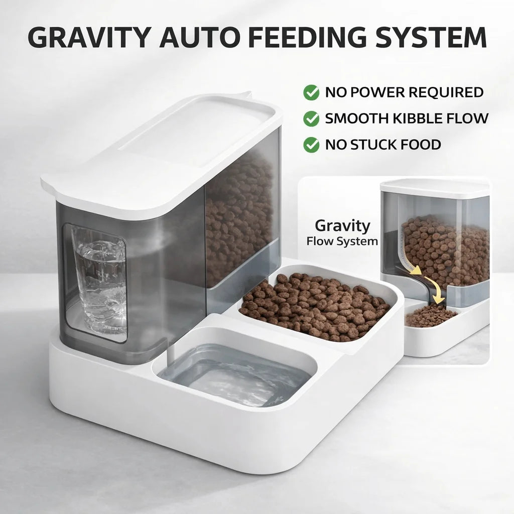 4L ultra-large capacity pet automatic feeder and water dispenser set, with transparent storage box