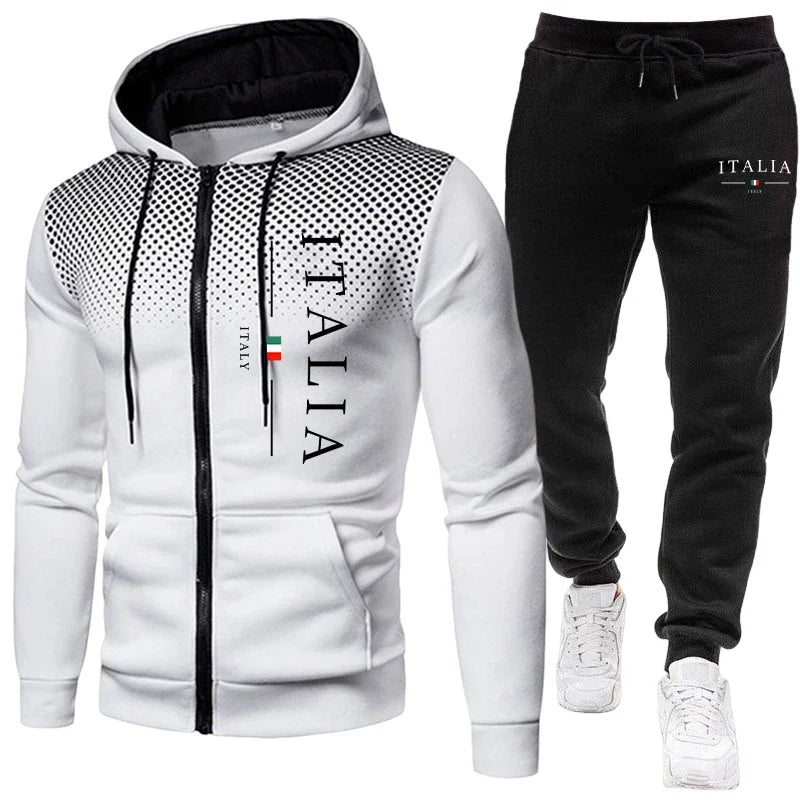 Autumn Winter Popular Men's Tracksuit Zipper Hoodie and Sweatpants Urban Casual Sporty Jogging Suit Male Daily Training Outfits