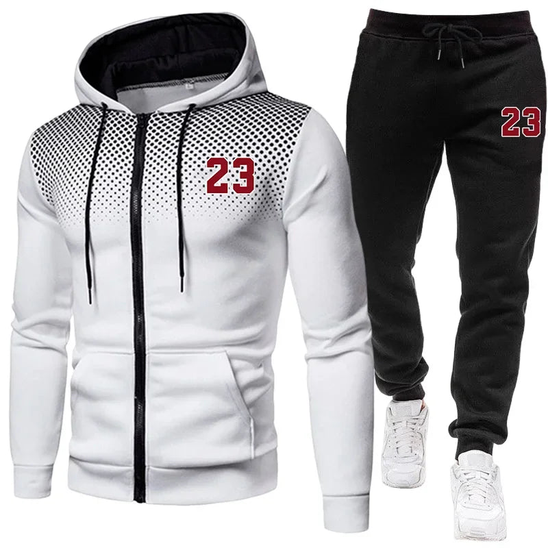 2026 Hot Sale Men's Tracksuit Zip-up Jacket Black Sweatpants Fall Winter Daily Casual Sporty Sweatshirt Outfit Male Training Set
