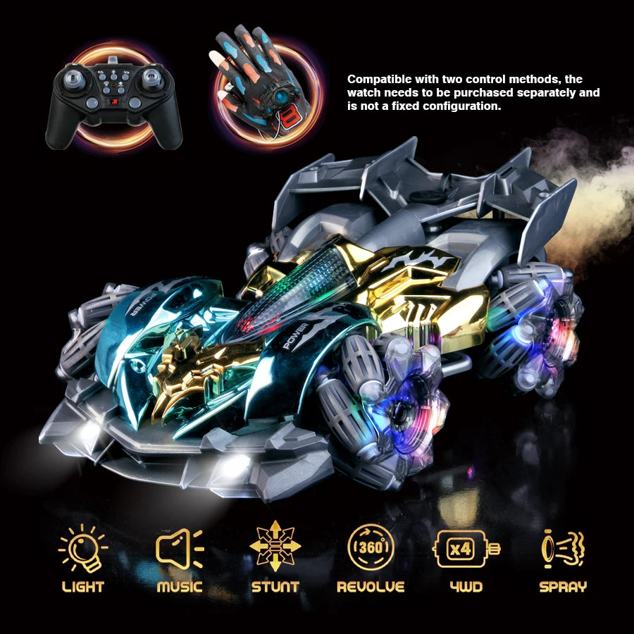 4Wd Drive Remote Control Car Chariot Spray Stunt Racing 2.4g Gesture Sensor All-Terrain Outdoor Drift Kidsren's Toy Car Model