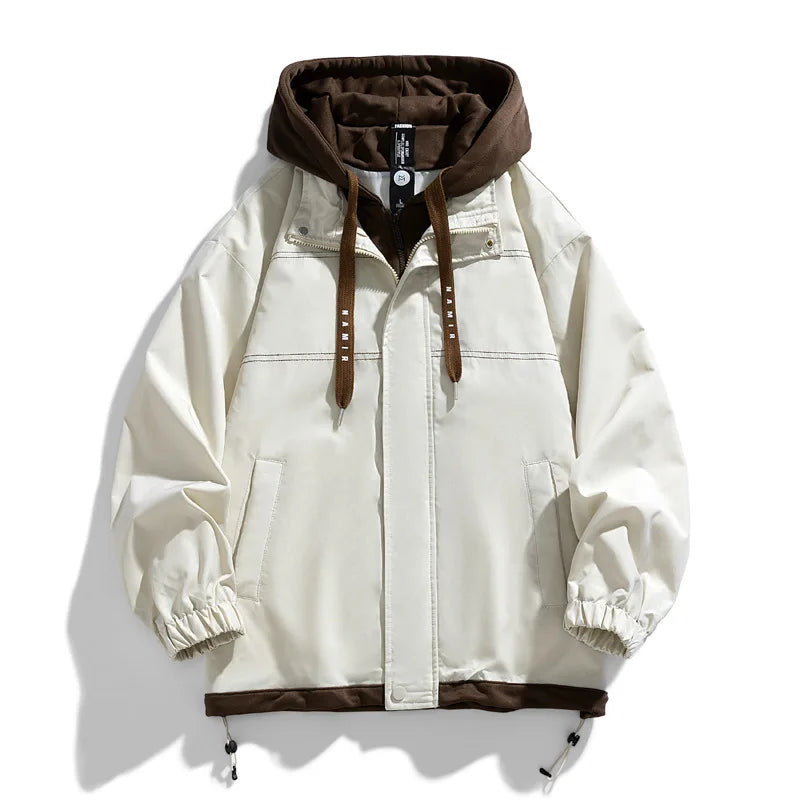 Men's Jacket Thin Hooded Jacket Youth Autumn and Winter New Popular Color Matching High-end Baseball Uniform Casual Hooded