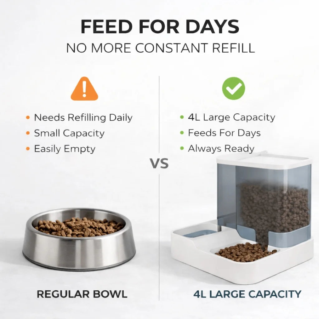 4L ultra-large capacity pet automatic feeder and water dispenser set, with transparent storage box