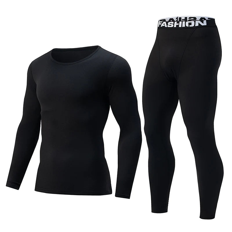 2-piece Autumn And Winter Solid Color Fashionable Casual Base Set Slim Fit Sports Fitness Long Sleeved Pants Warm Underwear Set