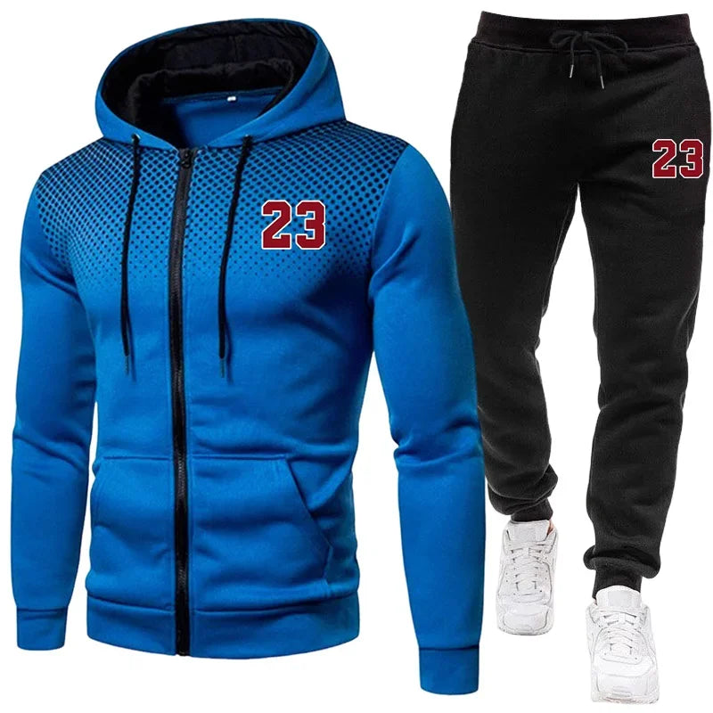 2026 Hot Sale Men's Tracksuit Zip-up Jacket Black Sweatpants Fall Winter Daily Casual Sporty Sweatshirt Outfit Male Training Set