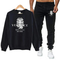 Men's Autumn Round Neck Sweatshirt + Sweatpants Luxury Print Simple Casual Versatile Casual Sports Two-piece Set for Men