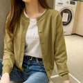 Rimocy Knitted Cardigan Jacket Women 2025 Spring Autumn Round Neck Casual Cardigans Woman Solid Color Slim Korean Jumpers Female
