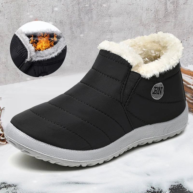 Breathable Men Winter Boots Fashion Ankle Shoes Men Sneakers Waterproof Winter Unisex Slip On Sneakers Soft Mens Casual Shoes