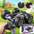 2.4G Remote Control Double-Sided Stunt Car with Lights & Spray, Cool RC Flip Toy Car for Kids