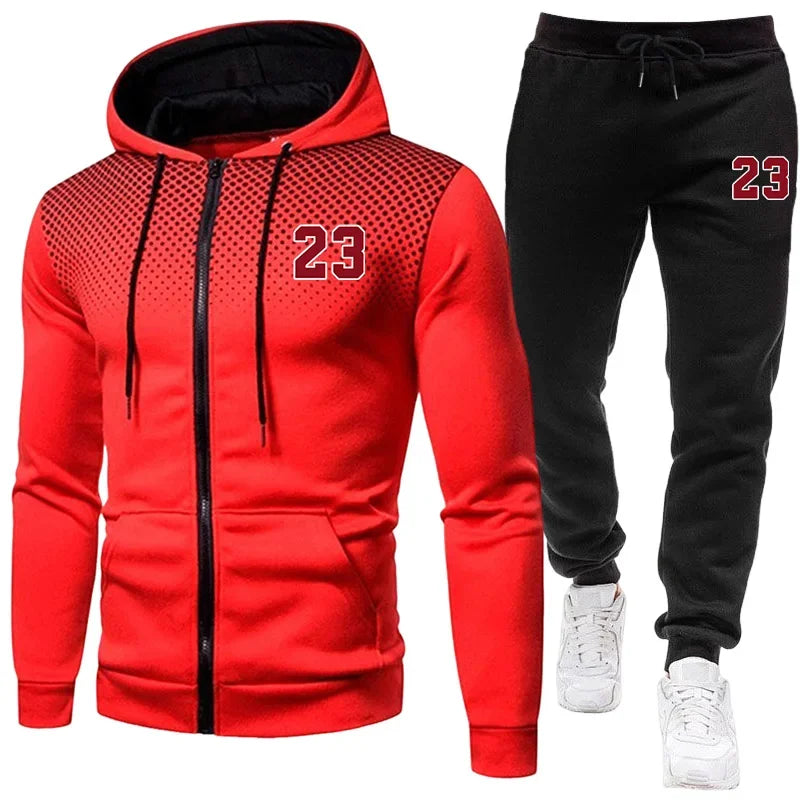 2026 Hot Sale Men's Tracksuit Zip-up Jacket Black Sweatpants Fall Winter Daily Casual Sporty Sweatshirt Outfit Male Training Set