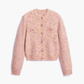 Women's Marled Knit Cardigan Crew Neck Single Breasted Long Sleeve Pocket Cropped Sweater 2026 Autumn Fashion Casual Sweaters