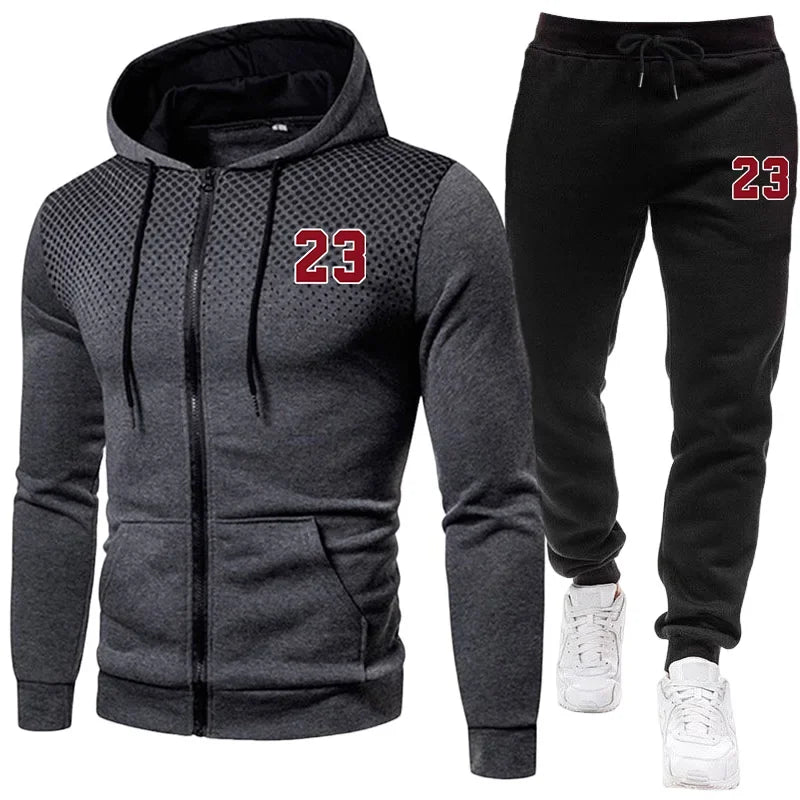 2026 Hot Sale Men's Tracksuit Zip-up Jacket Black Sweatpants Fall Winter Daily Casual Sporty Sweatshirt Outfit Male Training Set