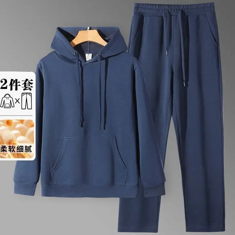 2026 Men's New Straight-Leg Casual Suit Trendy Hooded Sweatshirt and Sweatpants Loose Fit Versatile Casual Autumn Sports Suit