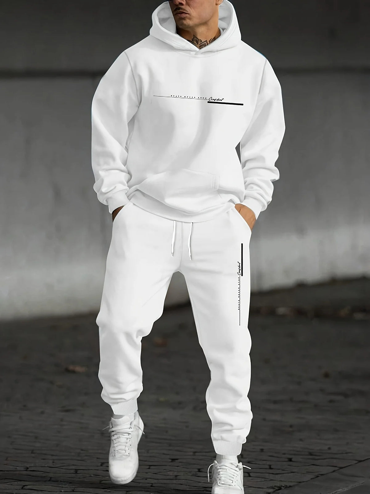 2025 Men's Fall Printed Hoodie and Jogger Set - Perfect for School Start Season