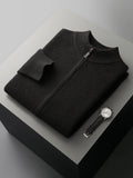 100% Merino Wool Two-piece Suit for Men Autumn Winter Knitting Zipper Cardigan and Slim-fit Pants Warm Thickened Clothing Sets