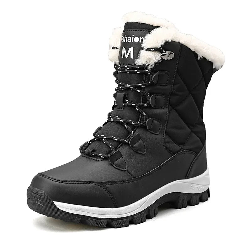 2025 Hot Trend Women's Winter Snow Boots Warm Plush Lined Mid Calf Boots Waterproof Anti Slip Outdoor Snow Women's Hiking Shoes
