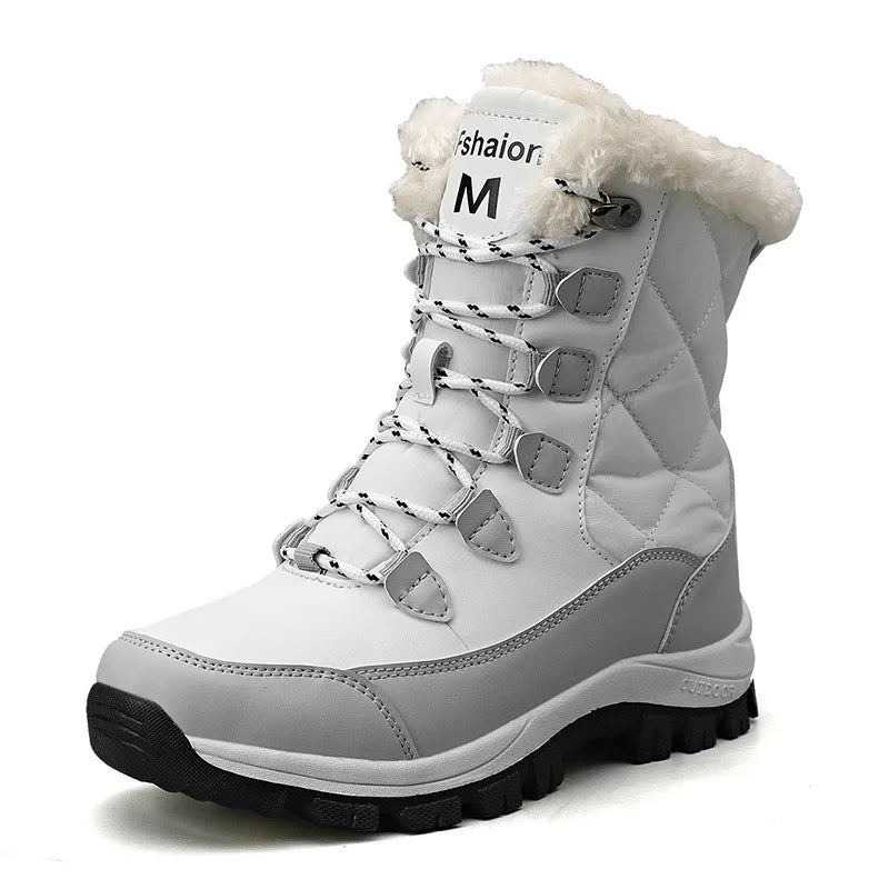 2025 Hot Trend Women's Winter Snow Boots Warm Plush Lined Mid Calf Boots Waterproof Anti Slip Outdoor Snow Women's Hiking Shoes