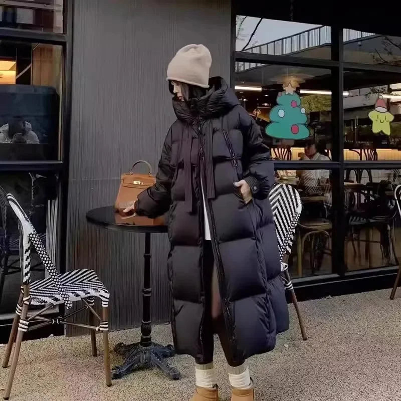 2026 New Winter Cotton Jacket Women's Long Coat Korean Edition Loose Thick Fashion Hooded Jackets Female Warm Parker Overcoat