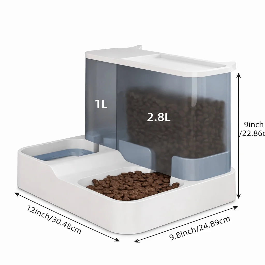4L ultra-large capacity pet automatic feeder and water dispenser set, with transparent storage box